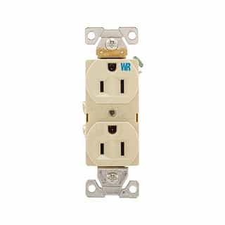 Eaton Wiring 15 Amp Weather Resistant NEMA 5-15R Duplex Receptacle Outlet, Ivory