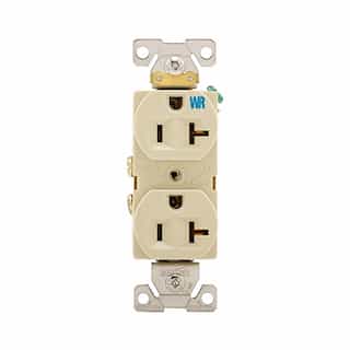 Eaton Wiring 20 Amp Weather Resistant NEMA 5-20R Duplex Receptacle Outlet, Ivory