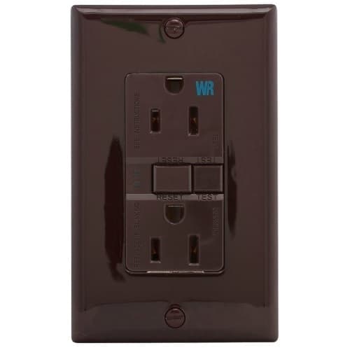 Eaton Wiring 15 Amp Weather Resistant GFCI Receptacle NAFTA-Compliant Outlet, Brown