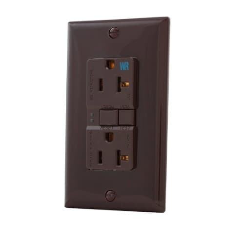 Eaton Wiring 20 Amp Weather Resistant GFCI Receptacle NAFTA-Compliant Outlet, Brown