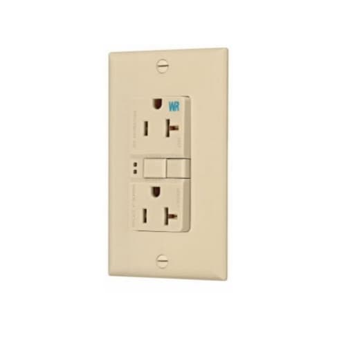 Eaton Wiring 20 Amp Weather Resistant GFCI Receptacle NAFTA-Compliant Outlet, Ivory