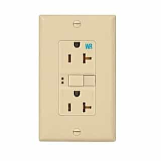 20 Amp Weather Resistant GFCI Receptacle Outlet, Ivory