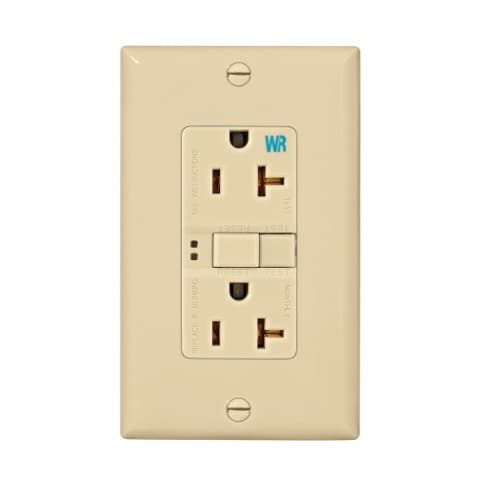 Eaton Wiring 20 Amp Weather Resistant GFCI Receptacle Outlet, Ivory
