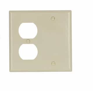 Eaton Wiring 2-Gang Blank & Duplex Wall Plate, Standard, Ivory