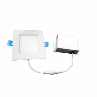 4-in 9W Square LED Downlight w/ Junction Box, Dimmable, 600 lm, 120V, 3000K, White