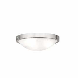 12-in 19W LED Flush Mount Ceiling Light w/Alabaster Glass, 1500 lm, 3000K, Brushed Nickel