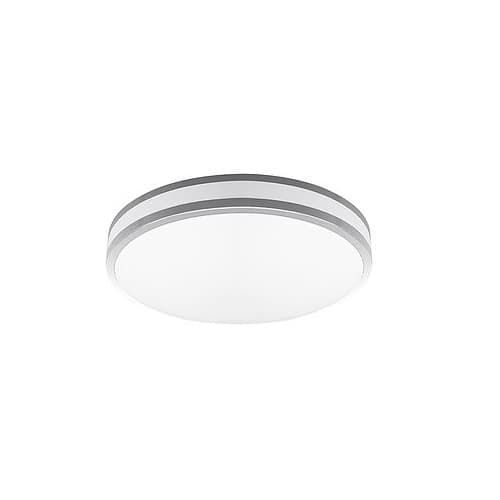 12-in 11W LED Flush Mount Ceiling Light w/ Frosted Lens, 900 lm, 3000K, Silver Bezel