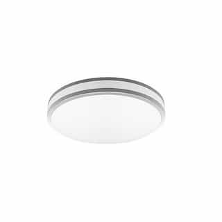 Euri Lighting 16-in 19W LED Flush Mount Ceiling Light w/ Frosted Lens, 1500 lm, 3000K, Silver Bezel