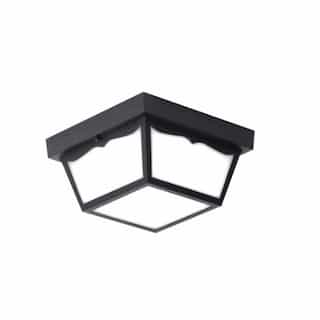 10-in 16W LED Outdoor Ceiling Light w/ Textured Glass, 1260 lm, 120V, 3000K, Black