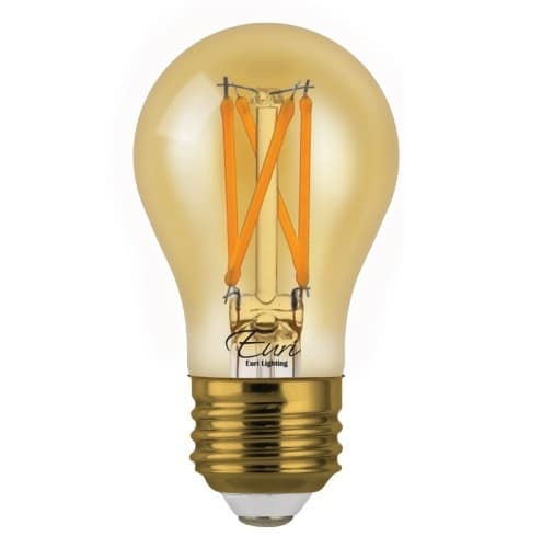 4.5W LED A15 Filament Bulb, Amber Glass, Dimmable, E26, 360 lm, 120V, 2200K