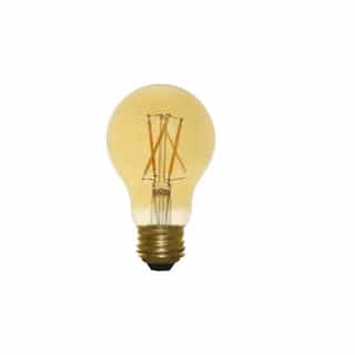 7W LED A19 Filament Bulb, Amber Glass, Dimmable, E26, 670 lm, 120V, 2400K
