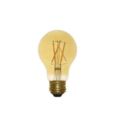 Euri Lighting 7W LED A19 Filament Bulb, Amber Glass, Dimmable, E26, 670 lm, 120V, 2400K