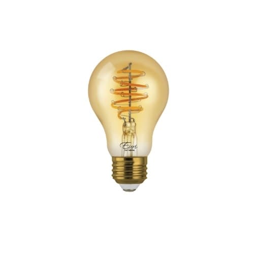 Euri Lighting 4.5W LED A19 Filament Bulb, Amber Glass, Dimmable, E26, 250 lm, 120V, 2200K