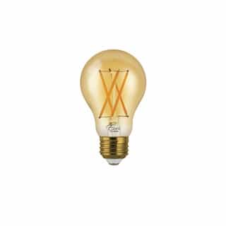 7W LED A19 Filament Bulb, Amber Glass, Dimmable, E26, 600 lm, 120V, 2200K