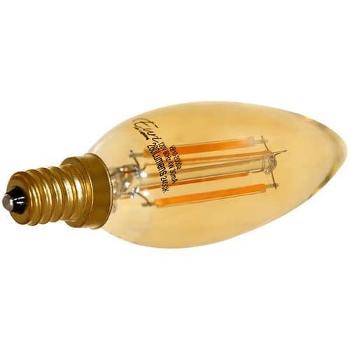 Euri Lighting 2400K 4W B10-2000a Amber Tint LED Filament Bulbs with E12 base