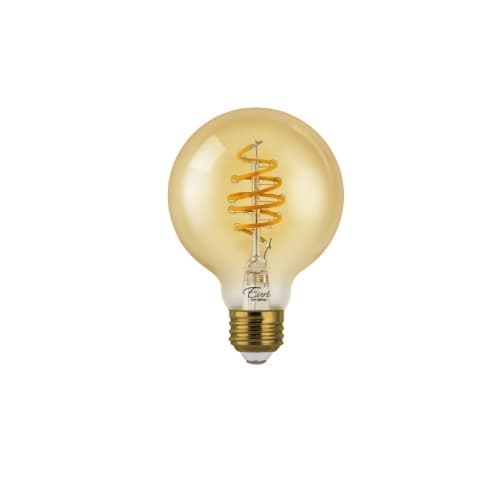 Euri Lighting 4.5W LED G25 Filament Bulb, Amber Glass, Dimmable, E26, 250 lm, 120V, 2200K