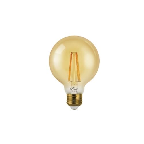 7W LED G25 Filament Bulb, Amber Glass, Dimmable, E26, 600 lm, 120V, 2200K