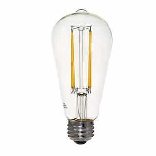 4.9W LED ST19 Filament Bulb, Dimmable, E26, 450 lm, 120V, 2700K