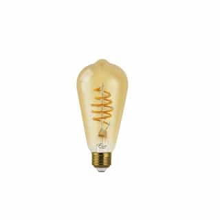 Euri Lighting 4.5W LED ST19 Filament Bulb, Amber Glass, Dimmable, E26, 250 lm, 2200K