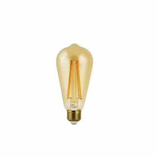 Euri Lighting 5.5W LED ST19 Filament Bulb, Amber Glass, Dimmable, E26, 500 lm, 120V, 2200K
