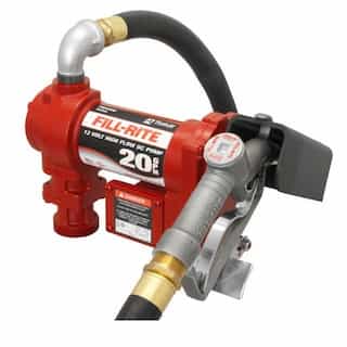 Fill-Rite 12 V DC Hi-Flow Pump, Suction Pipe 1"X12' Hose, 1" Manual Nozzle