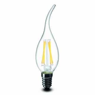 Euri Lighting 3.6 Watt LED Filament Bulb, Flame Tip, 2700K 