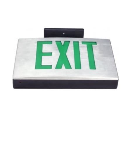 LED Aluminum Exit Sign, Black Housing w/ Green Letters