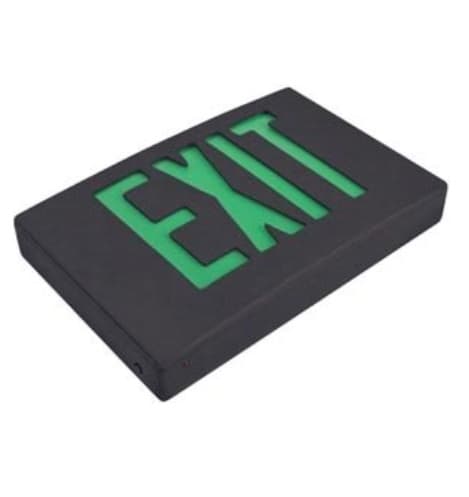 LED Aluminum Exit Sign, Black Housing w/ Green Letters