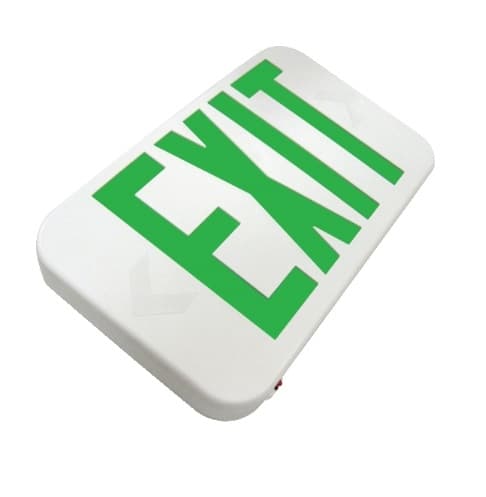 LED Aluminum Exit Sign, White Housing w/ Green Letters