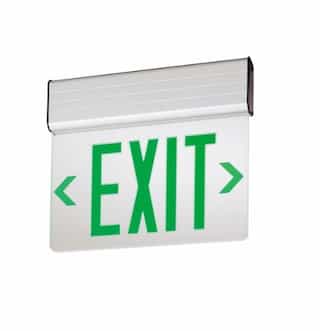 LED Edge Lit Exit Sign, Aluminum Housing w/ Green Letters