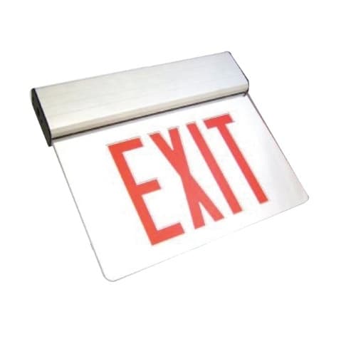 LED Edge Lit Exit Sign, Aluminum Housing w/ Red Letters