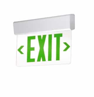 LED Edge Lit Exit Sign, White Housing w/ Green Letters