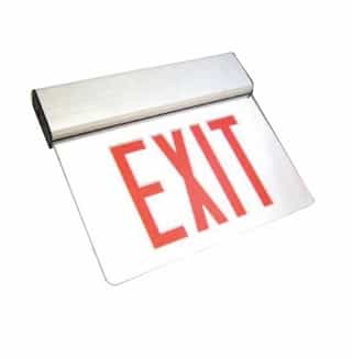 LED Edge Lit Exit Sign, White Housing w Red Letters