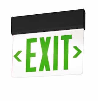 GlobaLux 2-Way LED Edge Lit Exit Sign, Black Housing w/ Green Letters
