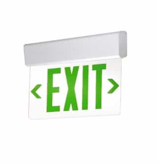 2-Way LED Edge Lit Exit Sign, White Housing w/ Green Letters