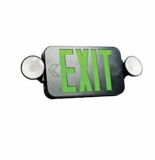 GlobaLux LED Combo Exit/Emergency Sign, Black Housing, Green Letters
