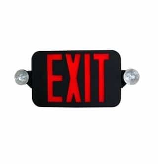 LED Combo Exit/Emergency Sign, Black Housing, Red Letters