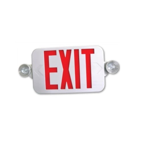 LED Combo Exit/Emergency Sign, Low Profile, 120V/277V, White
