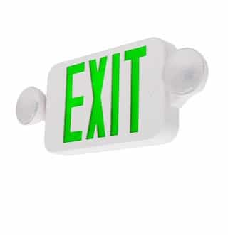 Remote Capable LED Combo Exit/Emergency Sign, White, Green Letters