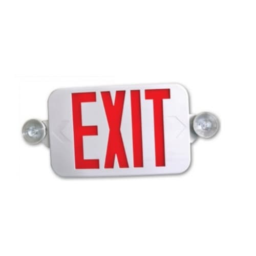 Low Profile LED Emergency Exit Combo, White Housing w/Red Letters