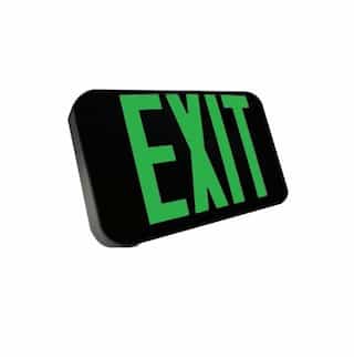 LED Exit Sign w/ Black Housing, Green Letters, Low Profile
