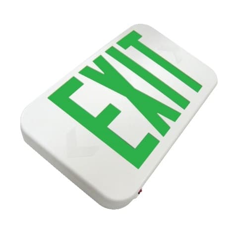 Remote Capable LED Exit Sign, White Housing, Green Letters