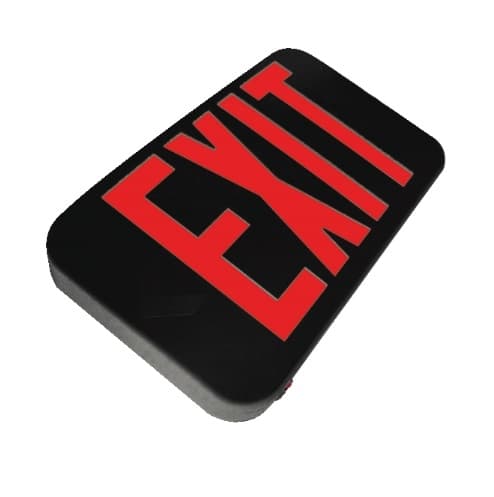 GlobaLux LED Exit Sign w/ Black Housing, Red Letters, Low Profile