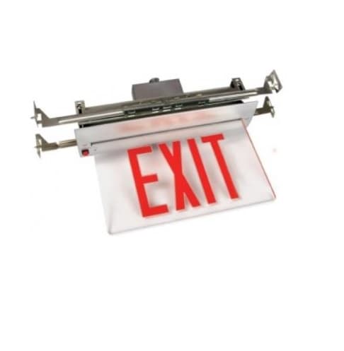 GlobaLux Recessed Edge Lit Exit Sign, Aluminum Housing, Red Letters
