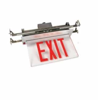 Recessed Edge Lit Exit Sign, Aluminum Housing, Red Letters
