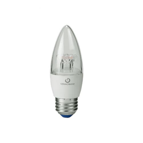 Green Creative 4W LED B11 Bulb, Dimmable, E26, 300 lm, 120V, 2700K, Clear