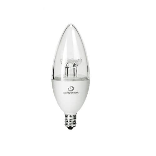 Green Creative 6.5W LED B13 Bulb, Dimmable, E12, 500 lm, 120V, 2700K, Clear