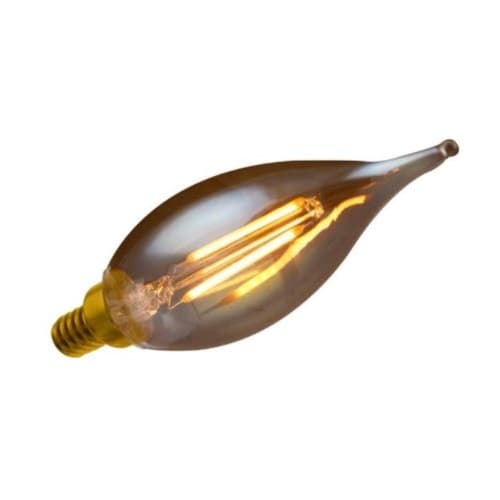 3.5W LED Filament Flame Tip Bulb, E12, Dim, 240 lm, 120V, 2000K, Amber