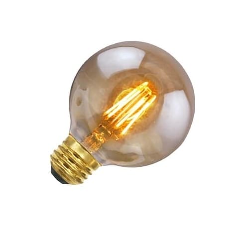 4W LED Filament Bulb, E26, Dimmable, 250 lm, 120V, 2000K, Amber