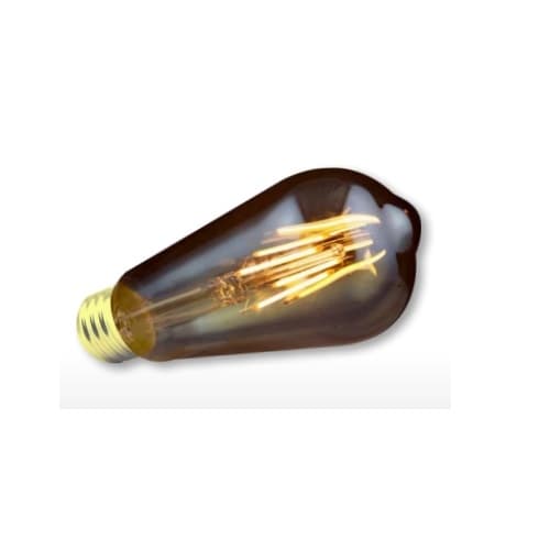 Green Creative 4W LED ST19 Filament Bulb, Amber Glass, Dimmable, E26, 300 lm, 120V, 2000K